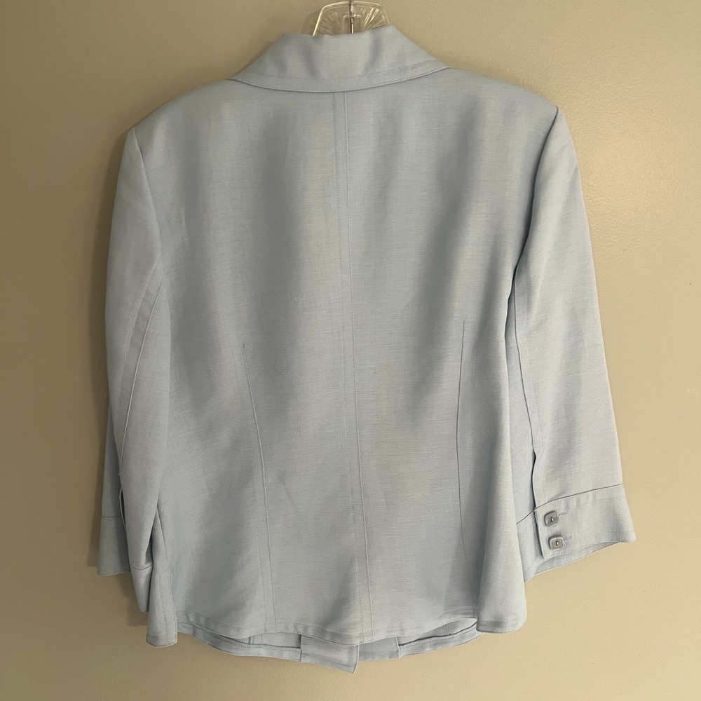 Emma James Liz Claiborne Light Blue Linen Blend Herringbone Blazer Jacket Sz 10 - Picture 8 of 14